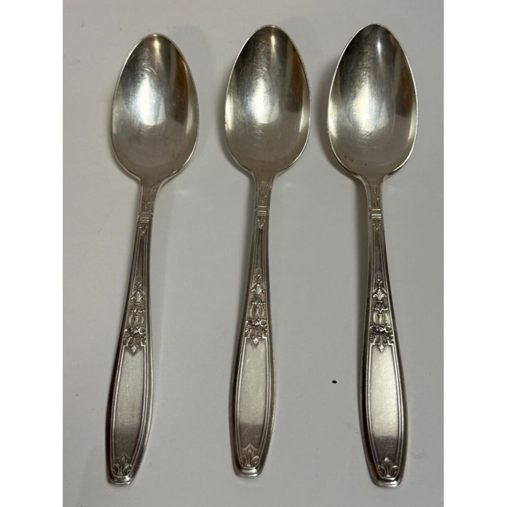Lot 3 1847 Rogers Bros Silver Plated Serving Spoons Victorian Vintage Flatware‎